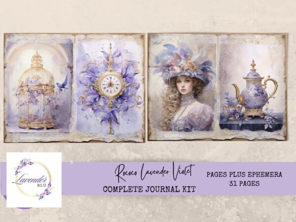 lavender rococo junk journal kit