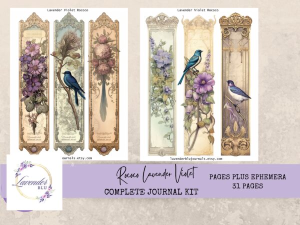 Lavender and Violet Rococo Vintage Junk Journal Printable Kit – 31 Elegant Pages, Ephemera, and Journaling Supplies for Scrapbooking and Paper Crafts - Image 4