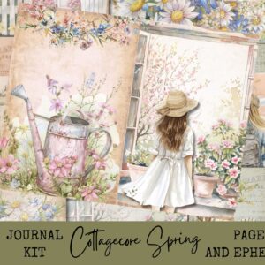 Cottagecore Spring Junk Journal Kit 33 Digital Pages with 22 Papers 11 Ephemera - Soft Pastel Colors for Scrapbooking & Crafting