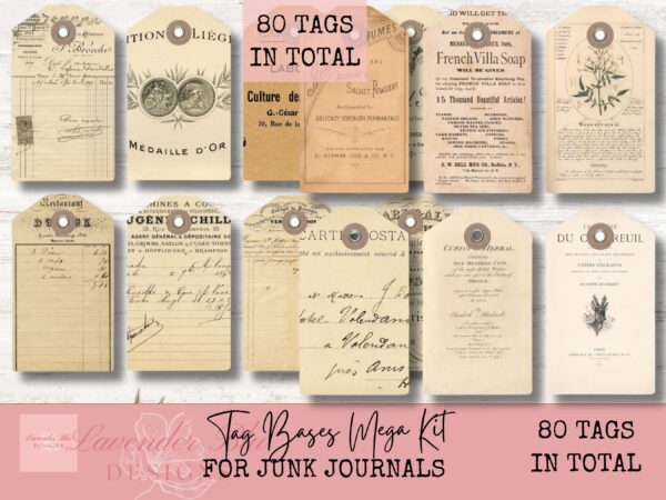 junk journal tag bases kit