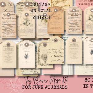 junk journal tag bases kit