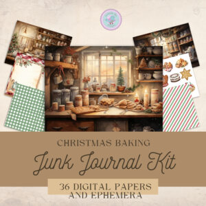 Christmas Recipes Junk Journal Kit, Create your own Festive Cookbook, Vintage Holiday Printable Pages