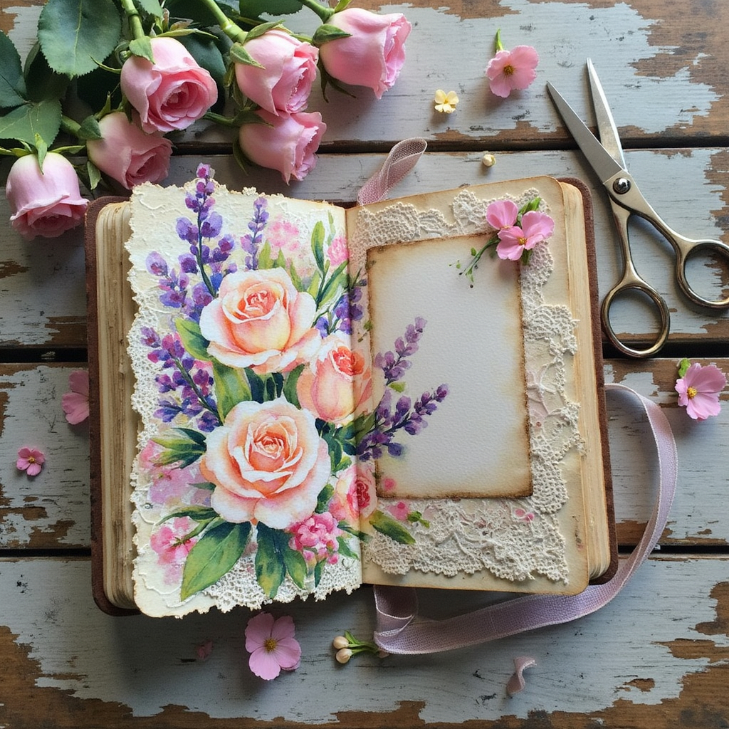 junk journal flatlay image