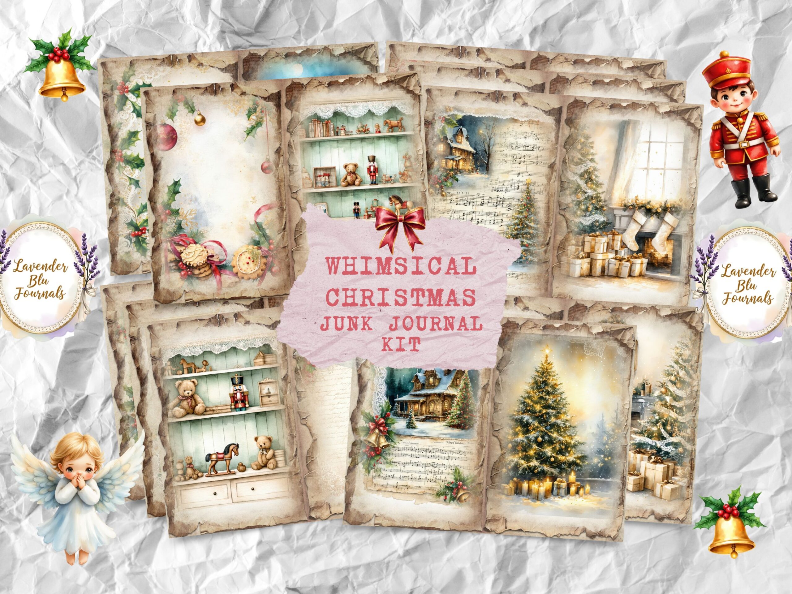 🎄 Whimsical Christmas Junk Journal Kit – A Festive Printable Collection by Lavender Blu Journals